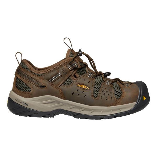 KEEN Utility Atlanta Cool II ESD Men's Waterproof Soft Toe Low Hiker - Cascade Brown/Forest Night | Style #1023218