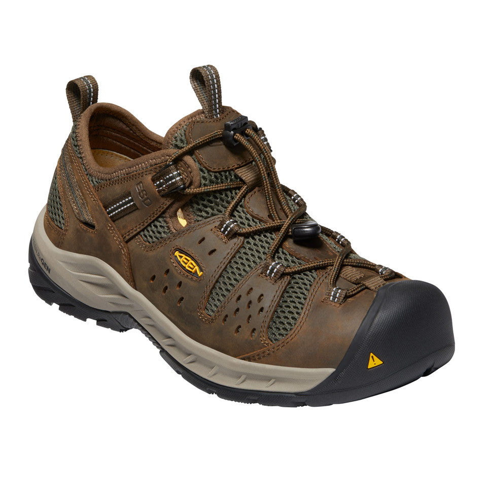 KEEN Utility Atlanta Cool II ESD Men's Waterproof Soft Toe Low Hiker - Cascade Brown/Forest Night | Style #1023218