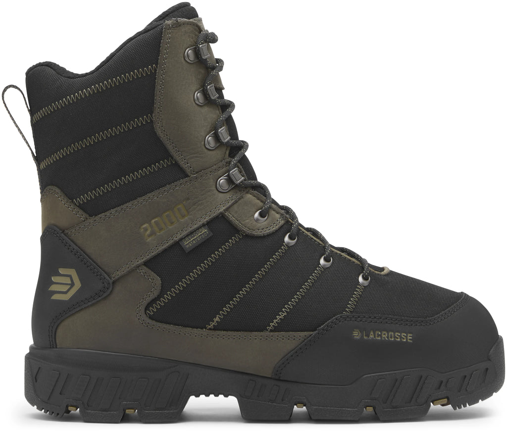 LaCrosse men's Cold Snap II 2000G boot in Jet Black, style 536713, side view