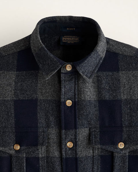 Pendleton Men's Scout Long Sleeve Shirt - Blue/Green Buffalo Check