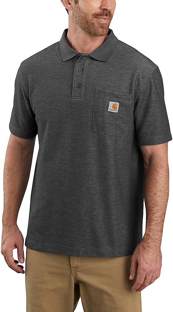 Carhartt Men's Loose Fit Pocket Polo Shirt - Carbon Heather