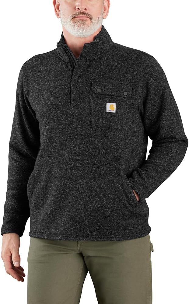 Carhartt 106378 Men's Relaxed Fit Midweight Quarter Zip Pocket Sweater Fleece - Black
