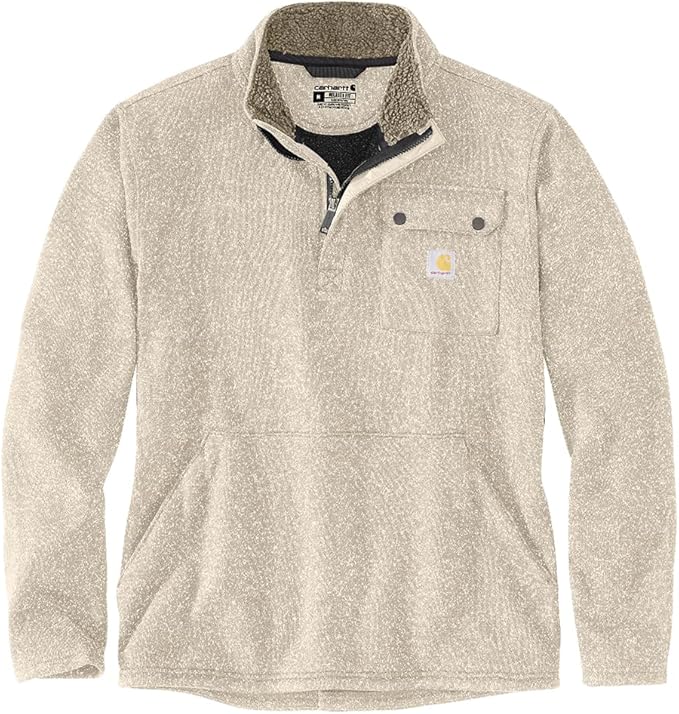 Carhartt 106378 Men's Relaxed Fit Midweight Quarter Zip Pocket Sweater Fleece - Oat Milk