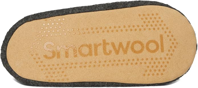 Tan outsole of the Smartwool Second Cut Fleece Slipper, showing textured tread and Smartwool wordmark