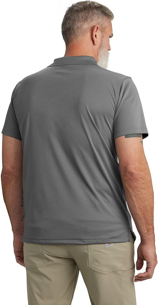 Carhartt Men's Force Sun Defender Relaxed Fit Lightweight Short-Sleeve Polo - Steel Gray