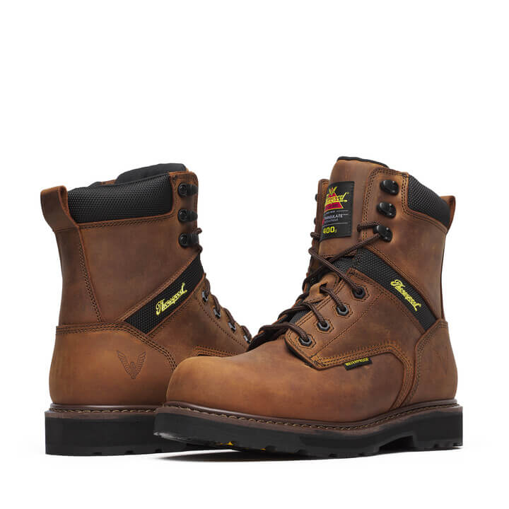 Thorogood Men's 804-4244 Jobsite Series 8" Crazy Horse Waterproof Insulated Composite Safety Toe Boot