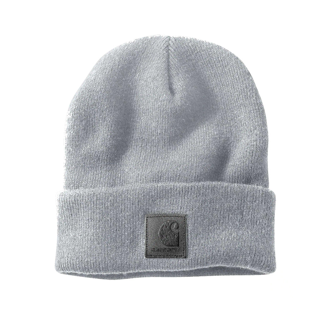 Carhartt Leather Patch Knit Beanie - Gray