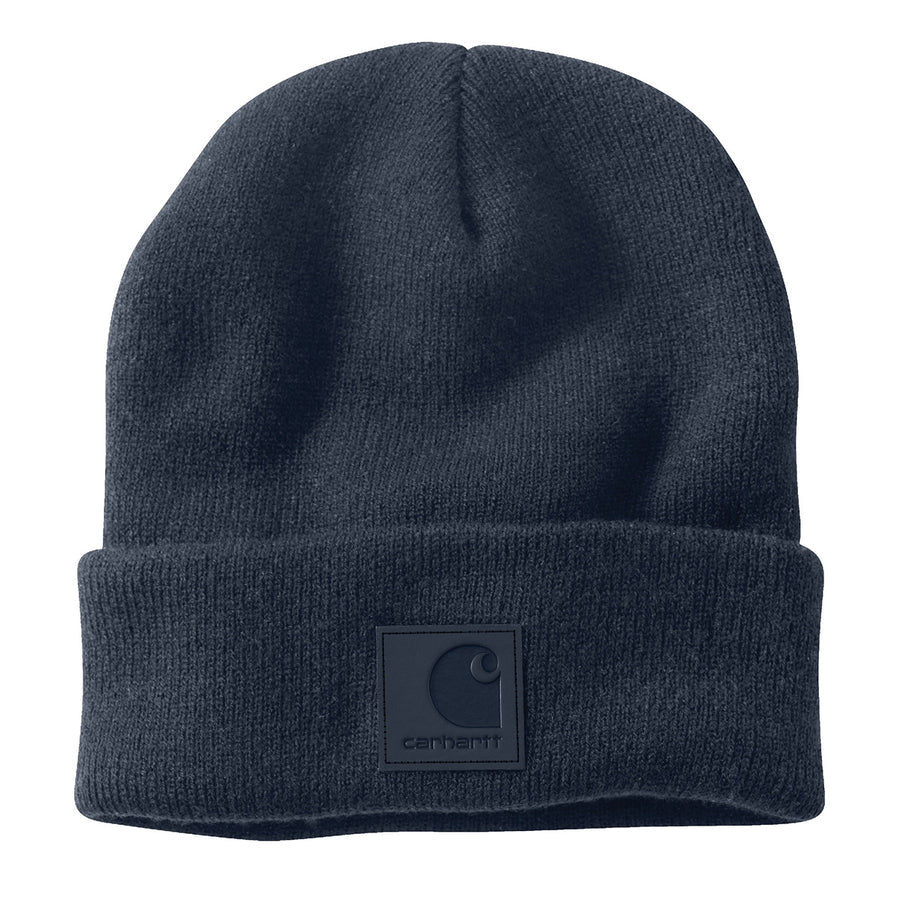 Carhartt Leather Patch  Knit Beanie - Navy
