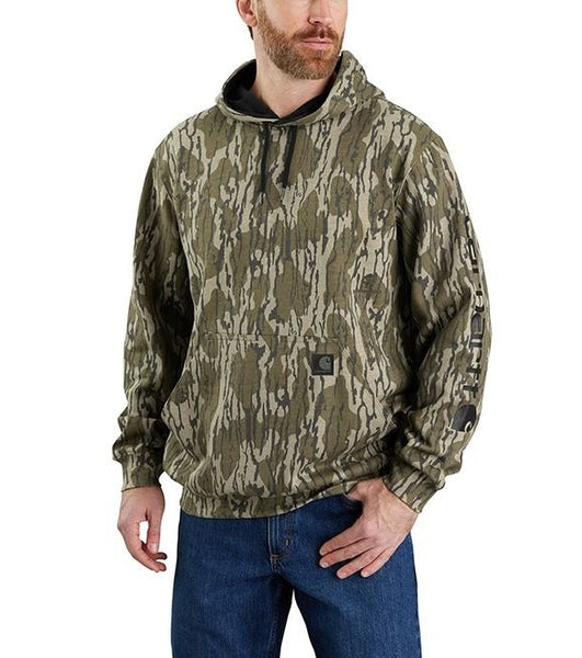 Carhartt Men's Rain Defender Loose Fit Heavyweight Camo Sweatshirt - Mossy Oak Bottomland