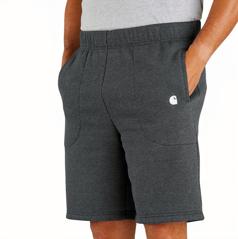 Carhartt 105840 fleece shorts in Carbon Heather - front view