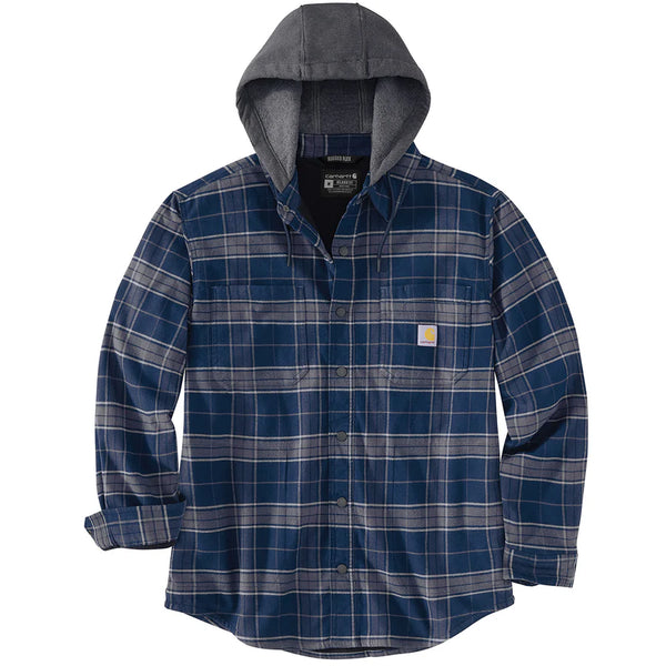 Carhartt Men's Rugged Flex Relaxed Fit Flannel Fleece Lined Hooded Shirt Jac