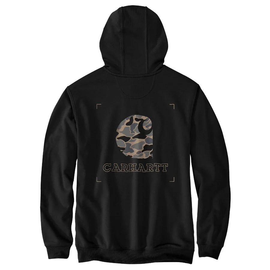 Carhartt camouflage "C" graphic on back