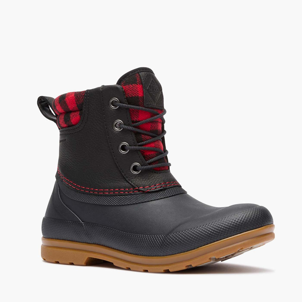Muck Women's Originals Leather Duck Lace Boots – Black/Buffalo Plaid
