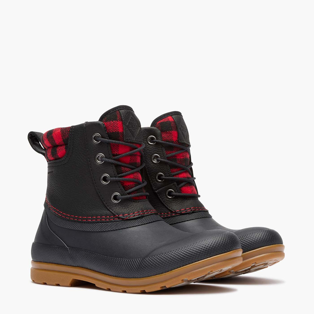 Muck Women's Originals Leather Duck Lace Boots – Black/Buffalo Plaid