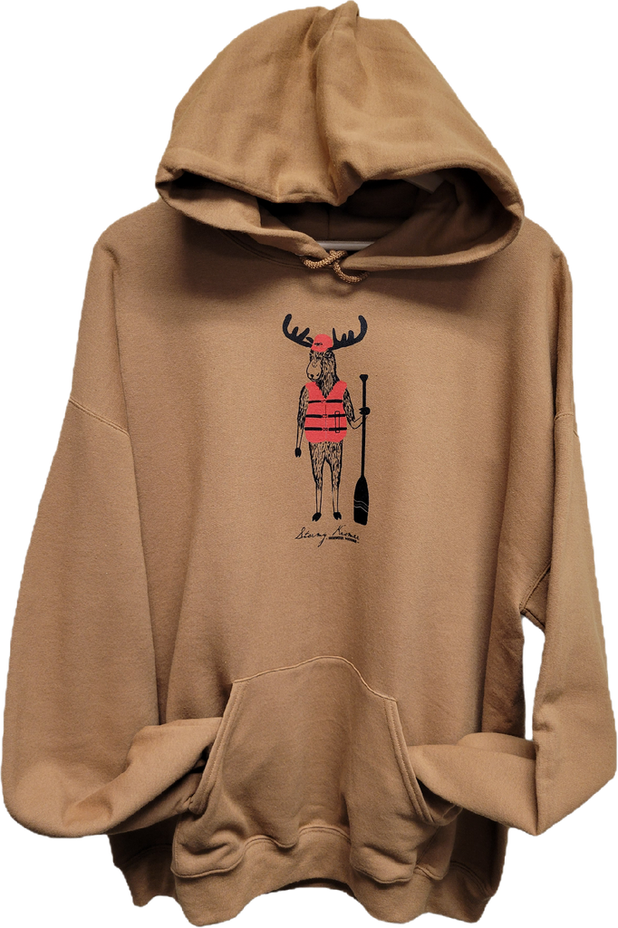 Stormy Kromer Graphic Hoodie Moose Paddle Pullover Sweatshirt - Brown