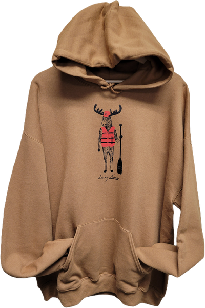 Stormy Kromer Graphic Hoodie Moose Paddle Pullover Sweatshirt - Brown