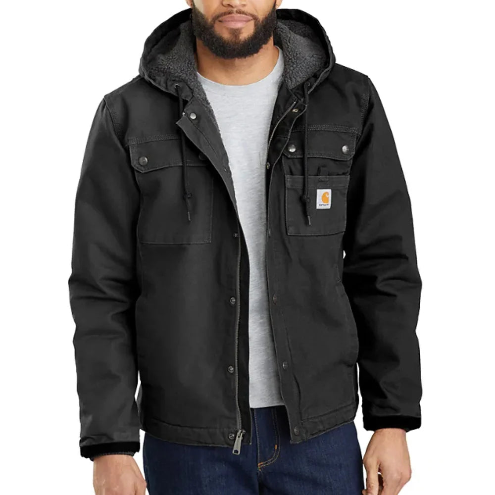 Carhartt Men's Washed Duck Bartlett Sherpa-Lined Jacket | 103826 | Black