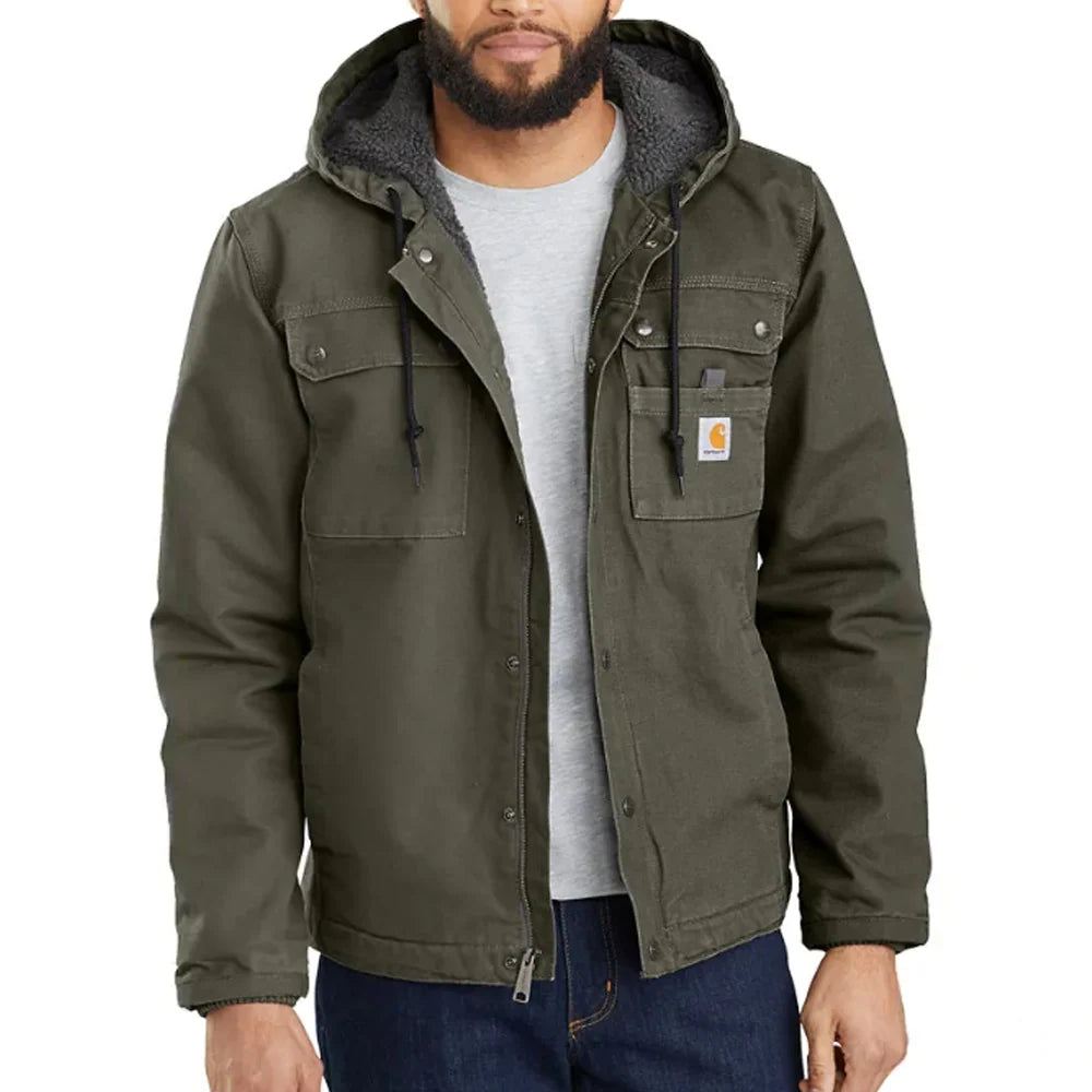 Carhartt Men's Washed Duck Bartlett Sherpa-Lined Jacket | 103826 | Moss