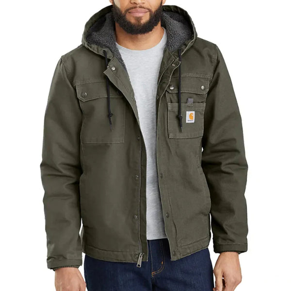 Carhartt Men's Washed Duck Bartlett Sherpa-Lined Jacket | 103826 | Moss