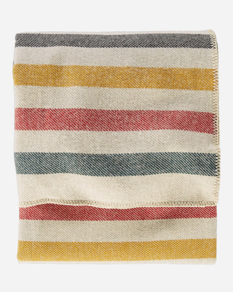 Pendleton ECO-WISE WOOL PLAID/STRIPE BLANKET - Glacier Park White